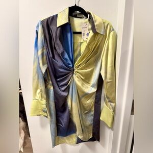 Simkhai Roma Draped Satin Minidress